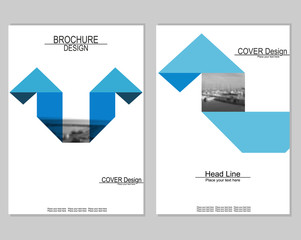 Vector brochure cover templates with blurred seaport. Business brochure cover design. EPS 10. Mesh background.