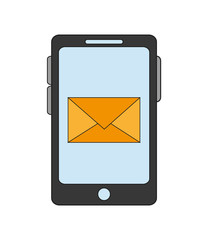 flat design modern cellphone and  message envelope icon vector illustration