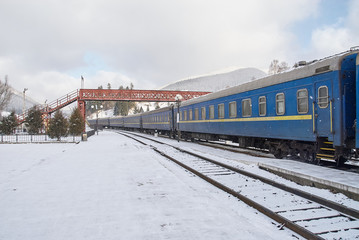 Old passenger wagons on railway station