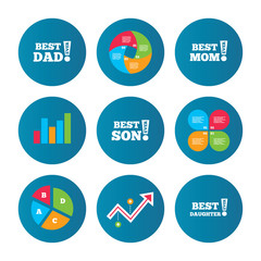 Best mom and dad, son, daughter icons.