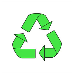 Recycle symbol sign flat icon on background