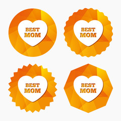 Best mom sign icon. Heart love symbol.