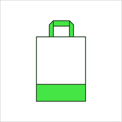 Paper shopping bag sign flat icon on background