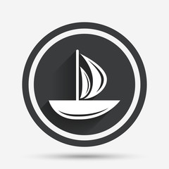 Sail boat icon. Ship sign.