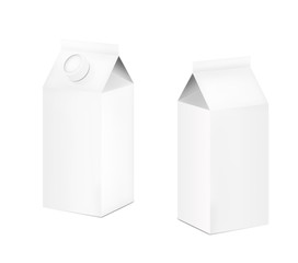3D illustration. Milk boxes with lid. Retail package mockup set.