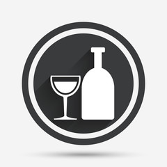 Alcohol sign. Drink symbol. Bottle with glass.