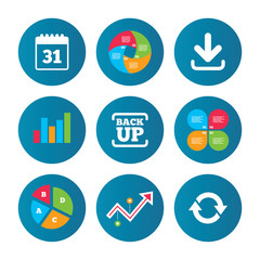 Download and Backup signs. Calendar, rotation.