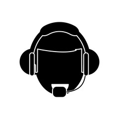 Operator man with headphone icon. Call center and technical service theme. Isolated design. Vector illustration