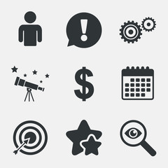 Business signs. Human and aim targer with arrow.