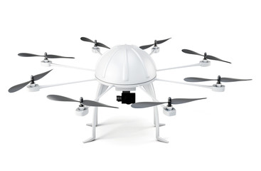 Multicopter isolated on white background. 3d rendering
