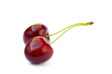 Tasty ripe cherries isolated with white background