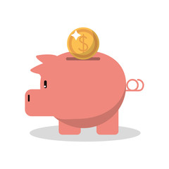 Piggy with coin icon. Financial item commerce and market theme. Isolated design. Vector illustration