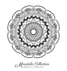 mandala decorative ornament design for coloring page, greeting card, invitation, tattoo, yoga and spa symbol. Vector illustration
