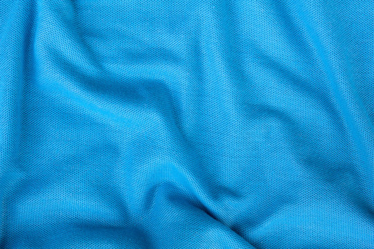 Blue Crumpled Fabric Texture, Cloth Background 