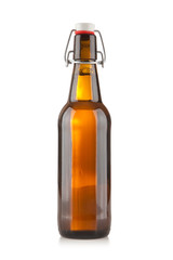 Beer bottle on white background