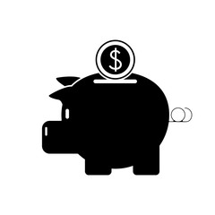 Piggy with coin icon. Financial item commerce and market theme. Isolated design. Vector illustration