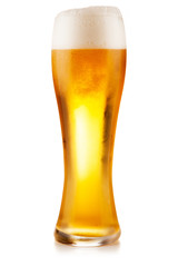 Beer glass on white background