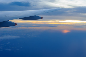 Fototapeta na wymiar blue sea and sky from airplane