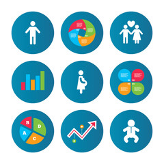 Fototapeta premium Family lifetime icons. Couple love and pregnancy.