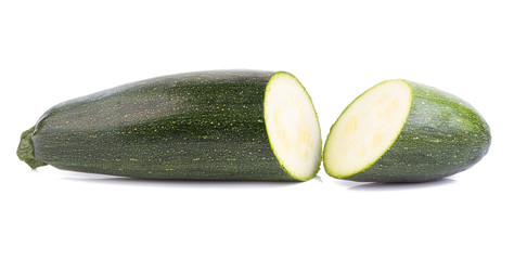 green zucchini vegetables isolated on white