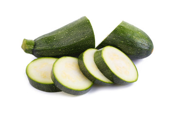 green zucchini vegetables isolated on white