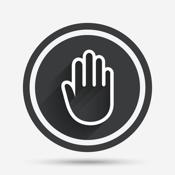 Hand sign icon. No Entry or stop symbol.
