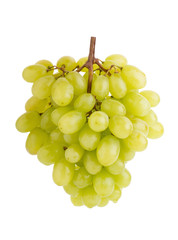 bunch of ripe green grapes on a white background