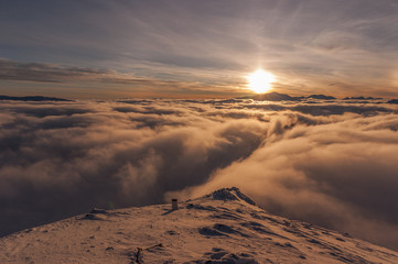 Sunset during inversion. Tatry