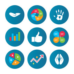 Hand icons. Like thumb up and insurance symbols.