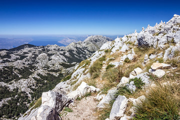 Croatia, Dalmatia, Biokovo mountains sea panoramic landscape