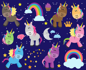 Cute Vector Collection of Unicorns or Horses