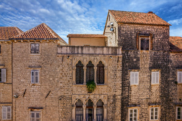 Trogir town street houses, Croatia