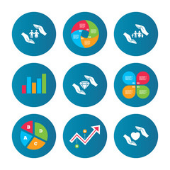 Hands insurance icons. Family life-assurance.