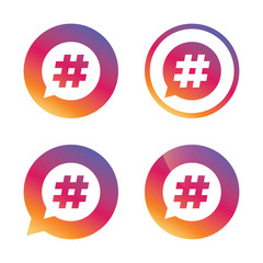 Obraz premium Hashtag speech bubble sign icon.