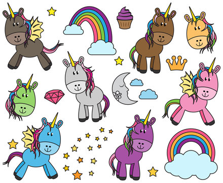 Cute Vector Collection of Unicorns or Horses