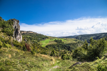 Fototapeta na wymiar Panoramic view at meanders of the river Uvac , Serbia.