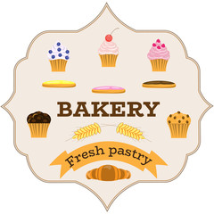 Bakery and Fresh pastry template, vector illustration