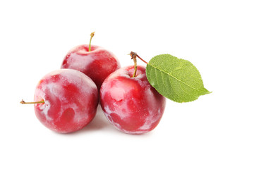 Fresh plums isolated on a white