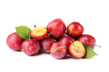 Fresh plums isolated on a white