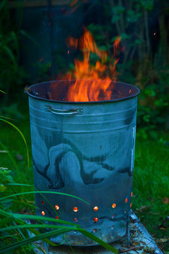 Incinerator Burning Garden Waste