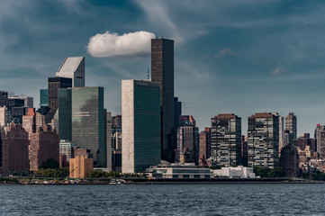 Fototapeta premium The United Nations building and New York skyline from the East River.