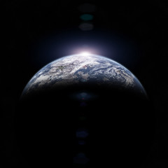 Sunrise Over Earth-like Planet. Some Elements of this image furnished by NASA.