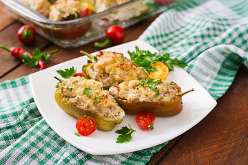 Stuffed peppers minced chicken with pepper chilli with tomato