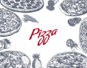 Illustration of pizzas