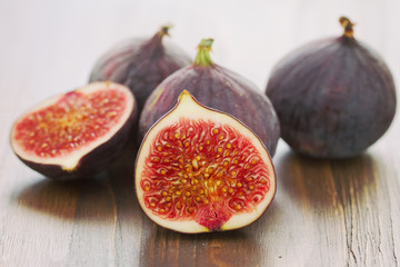 figs on brown wooden background