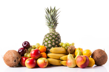 Obraz na płótnie Canvas Fresh fruits. Assortment of exotic fruits isolated on white