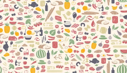 Deurstickers Seamless food pattern made from small illustrations. © radoma