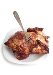 Piece of raw chicken meat on a white background