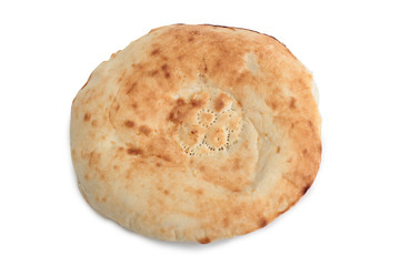 Organic bread on white background