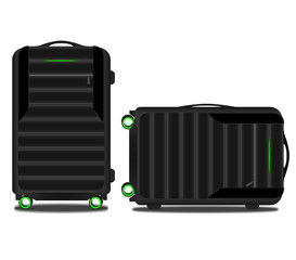 suitcase with a GPS system and a green light
